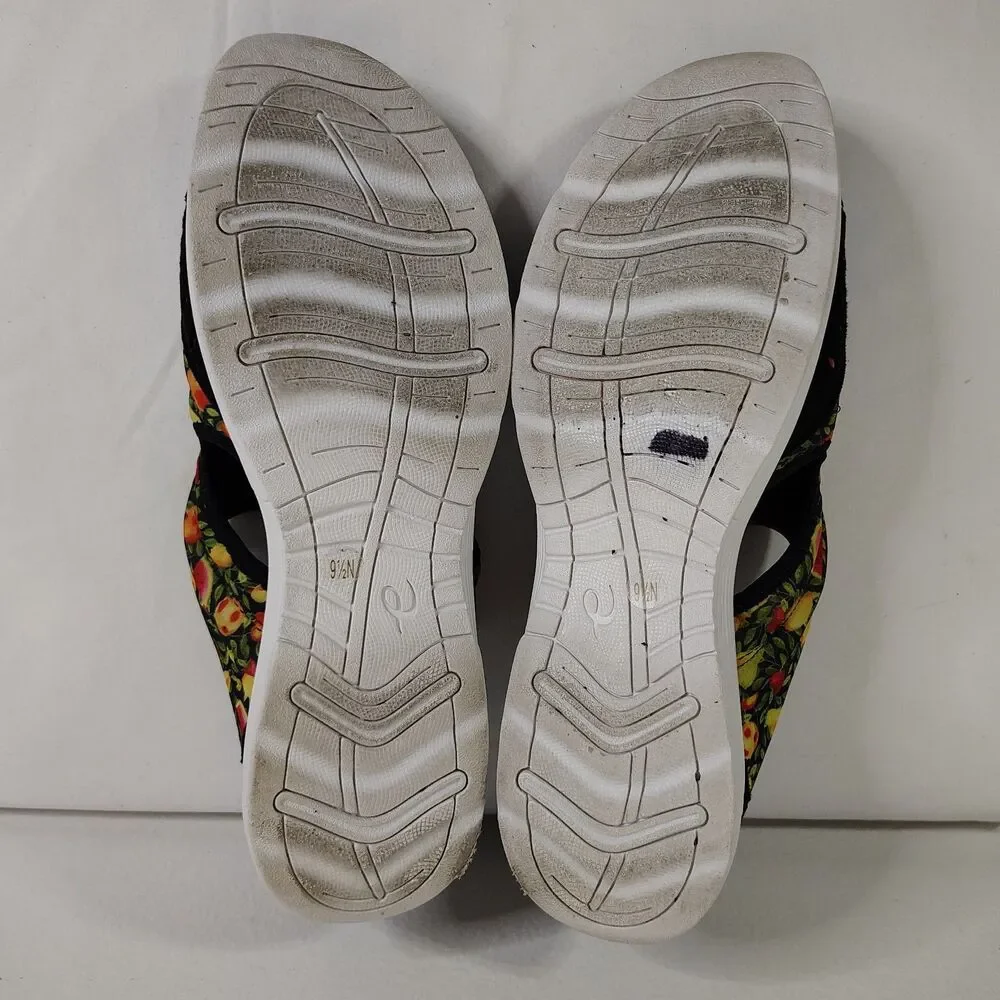 Easy Spirit Fruit Print Slip On Comfort Sandals Mules Women’s 9.5 Casual Shoes